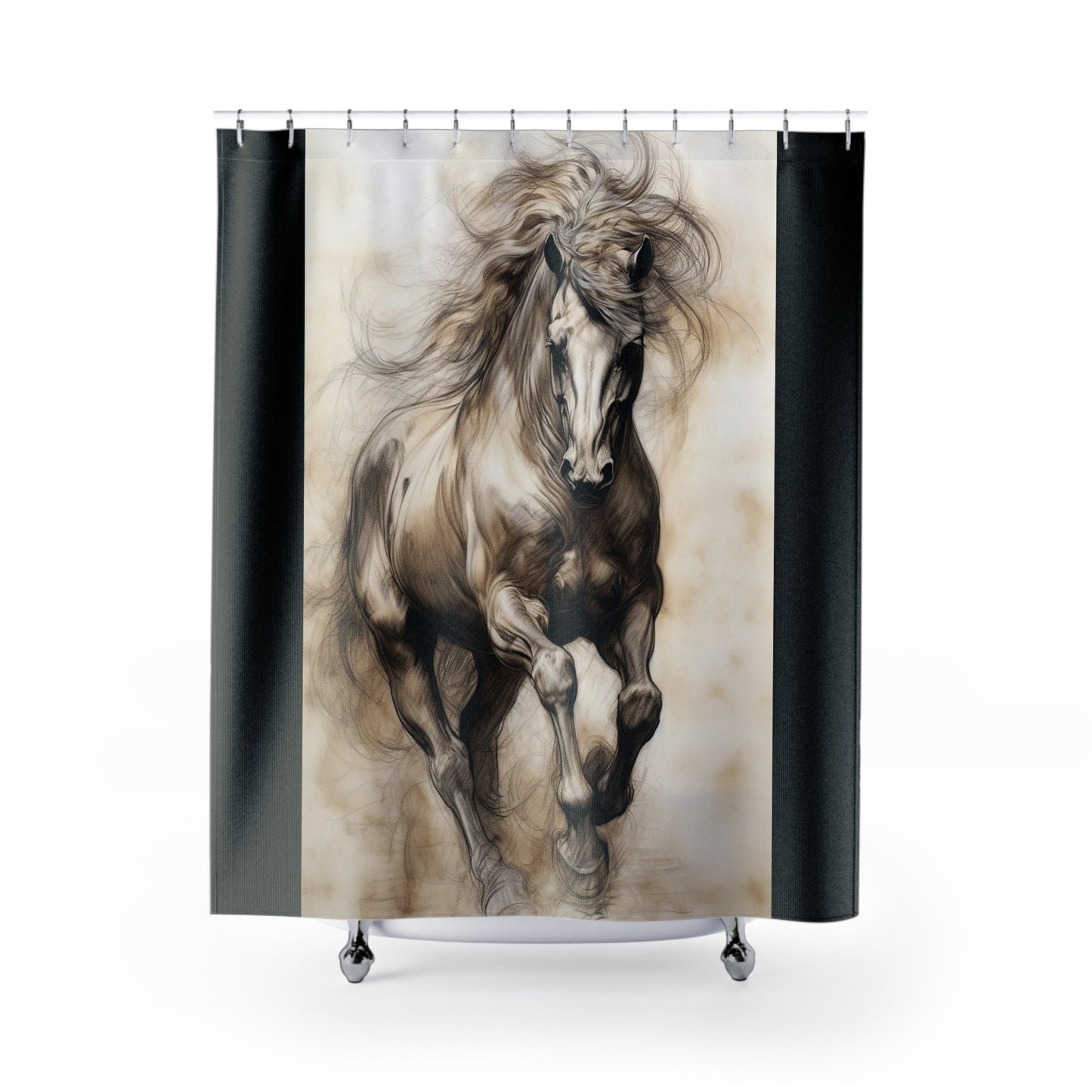 Majestic Horse Shower Curtain, Equestrian Bathroom Decor, Horse Lover Gift, Farmhouse Style, Nature-Inspired, Unique Home Accessory