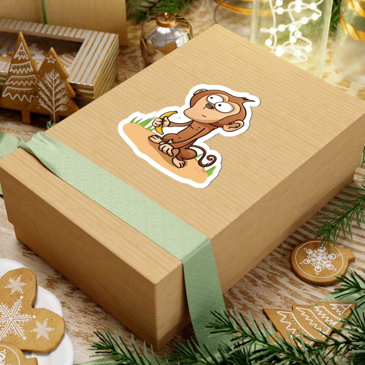 Whimsical Monkey Sticker for Kids, Cute Animal Decal, Fun Laptop Accessories, Monkey Lover Gift, Playful School Supplies