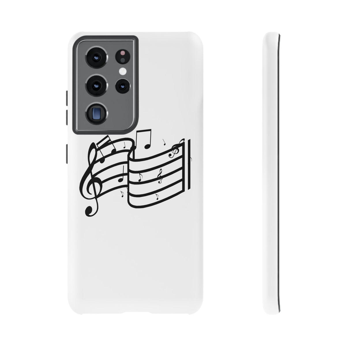 Musical Notes Phone Case — Black Treble Clef Music Staff Tough Case