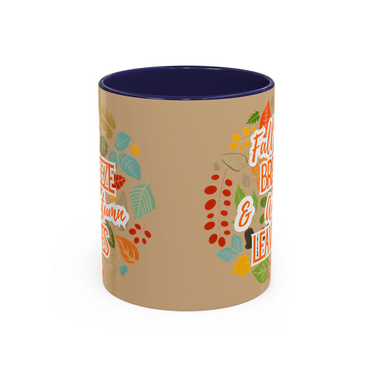 Fall Breeze & Leaves Coffee Mug, Autumn Mug, Seasonal Drinkware, Cozy Kitchen Decor, Perfect Gift for Fall Lovers