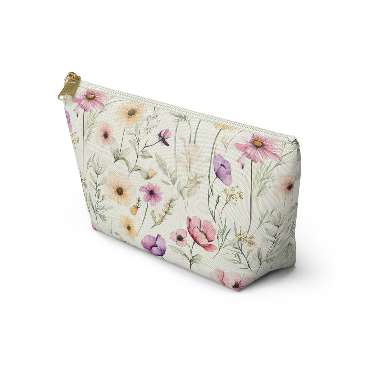 Floral Spring Makeup Pouch — Watercolor Wildflower Accessory Bag
