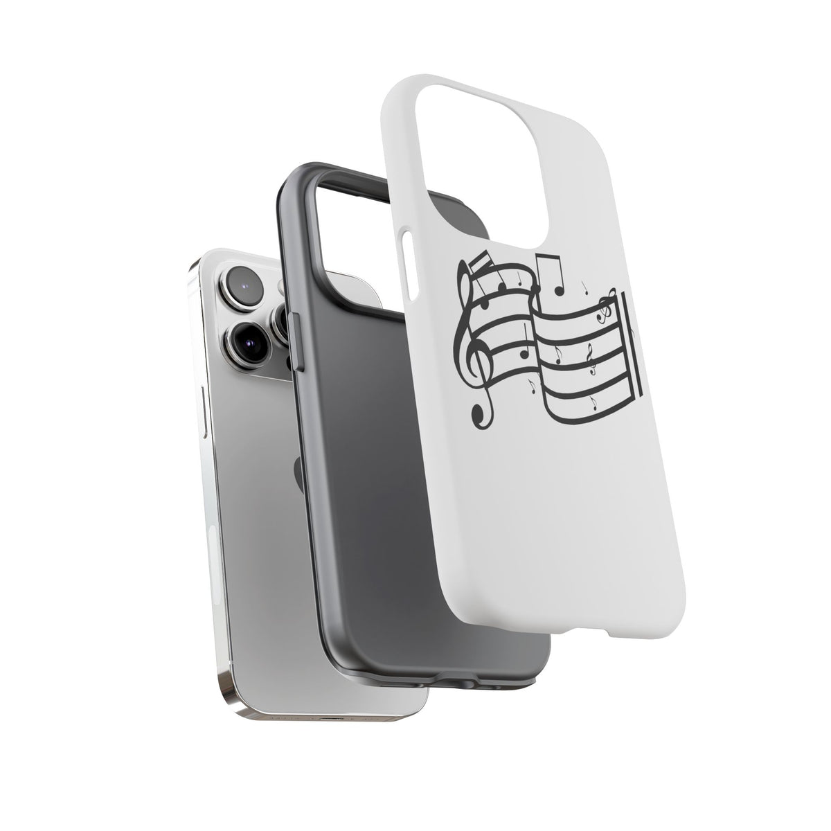 Musical Notes Phone Case — Black Treble Clef Music Staff Tough Case
