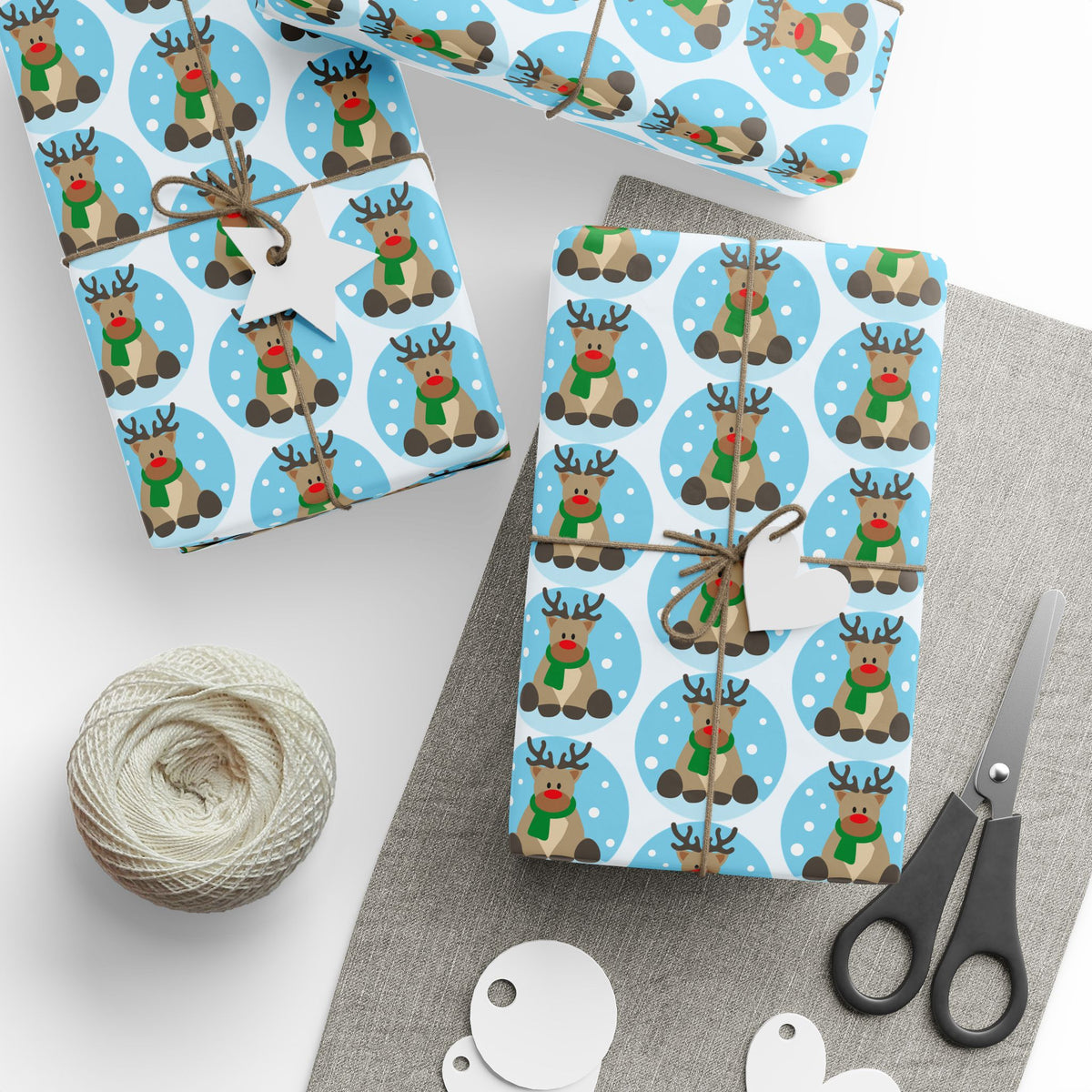 Wrapping Paper — Cheerful Reindeer Pattern Holiday Gift Wrap