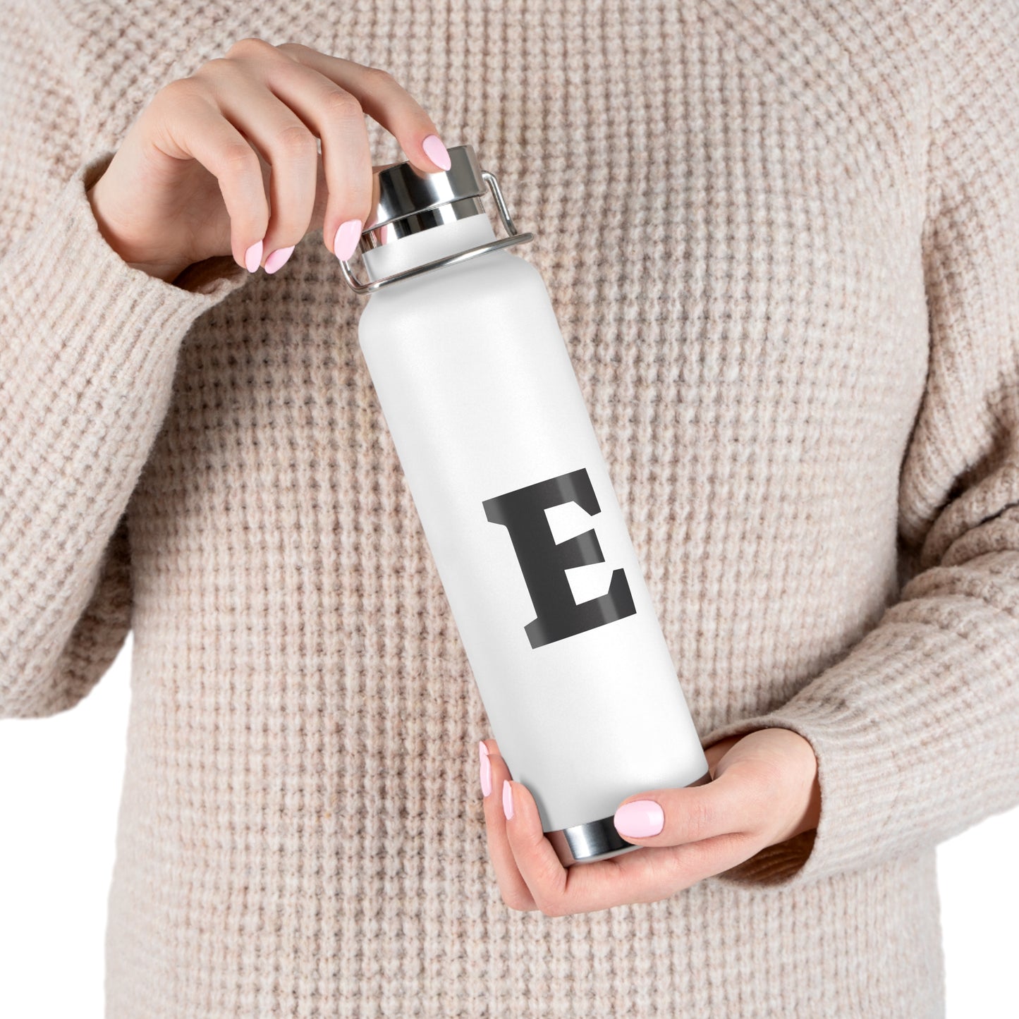 Personalized Copper Insulated Water Bottle, 22oz - "E" Custom Monogram