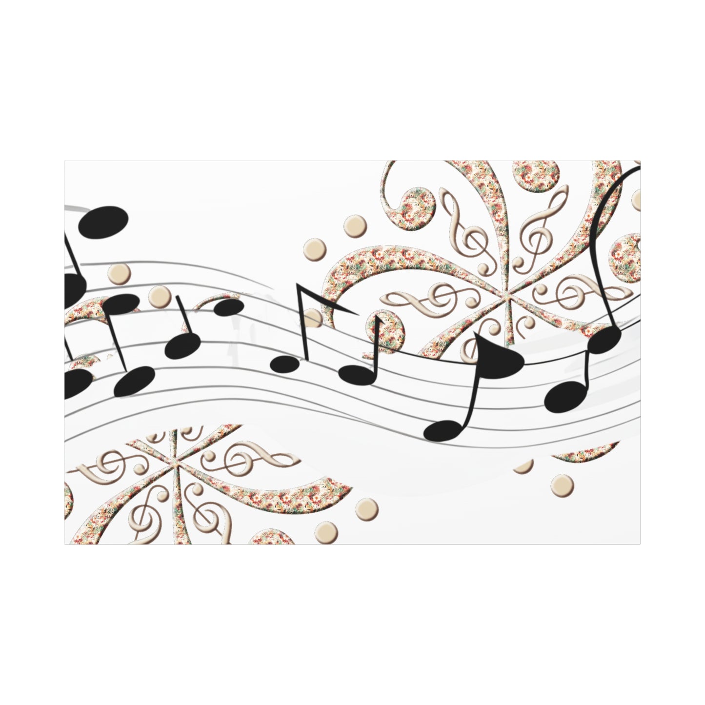 Musical Note Canvas Art, Floral Decor for Home, Music Lover Gift, Wall Art for Musicians, Unique Gift Idea