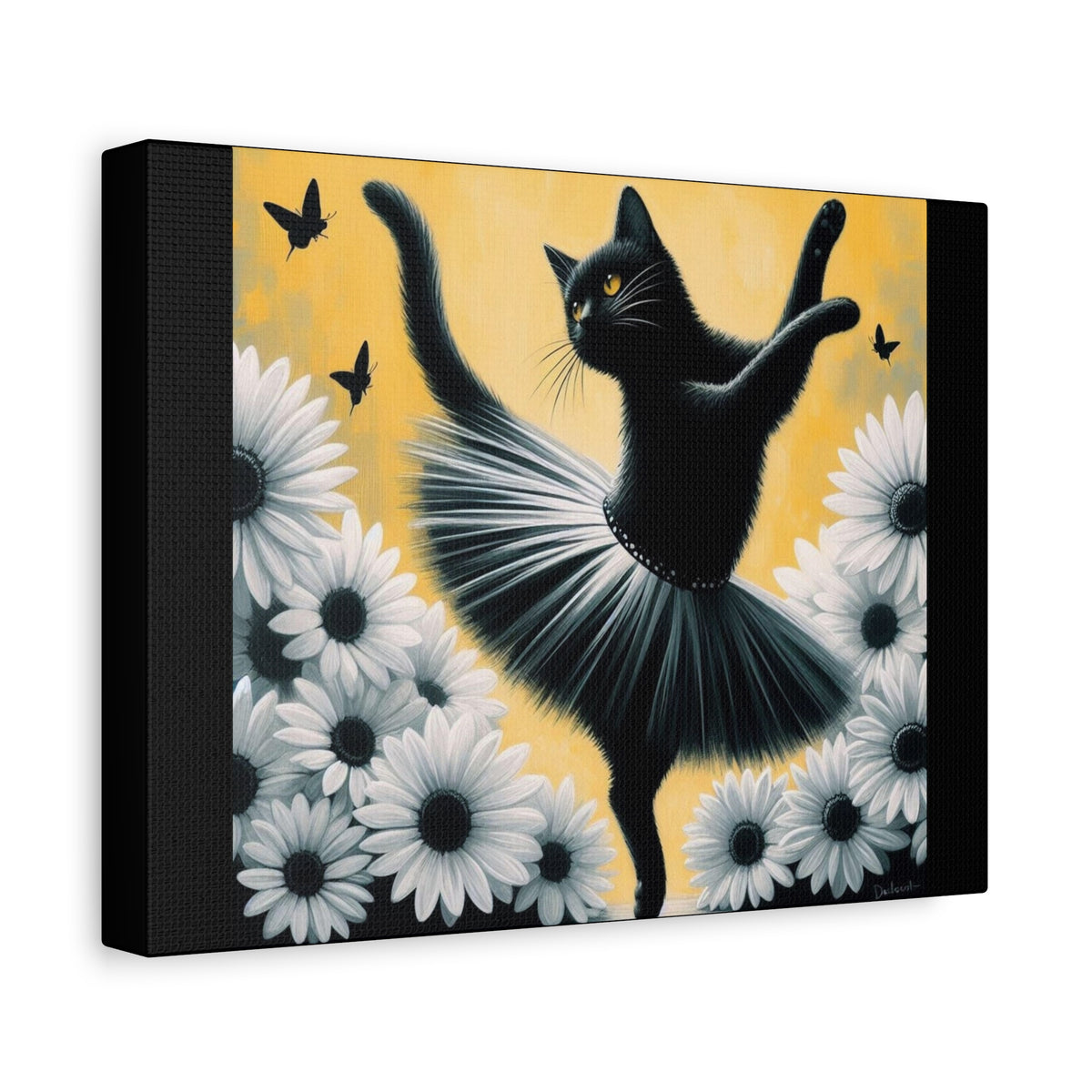 Ballet Black Cat Canvas Print — Whimsical Cat Ballerina Wall Art