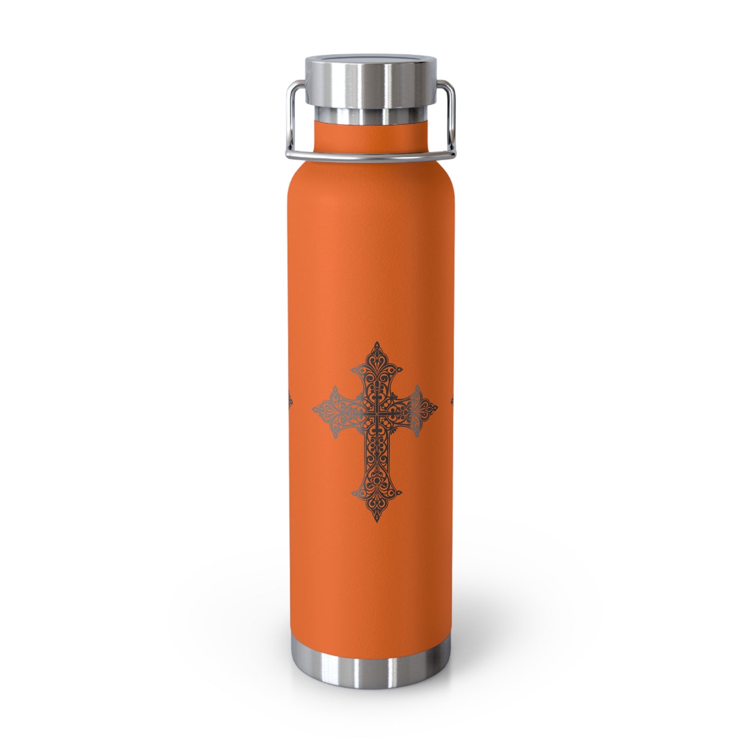 Stylish Copper Insulated Water Bottle - 22oz, Cross Design, Travel Flask, Gift for Him/Her, Unique Outdoor Hydration