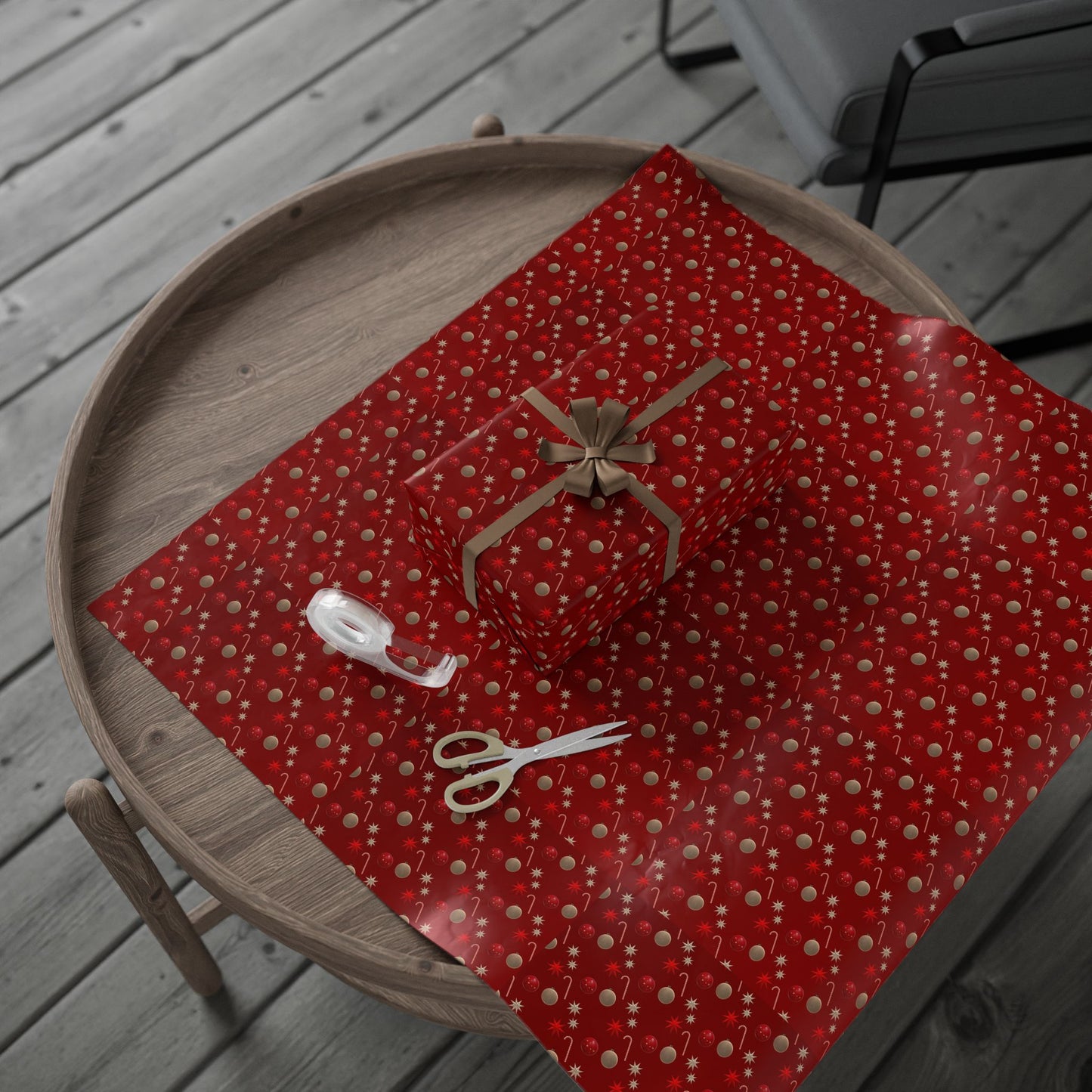Festive Holiday Wrapping Paper - Christmas Gift Wrap, Red & Gold Design, Eco-Friendly, Birthday & Holiday Decor