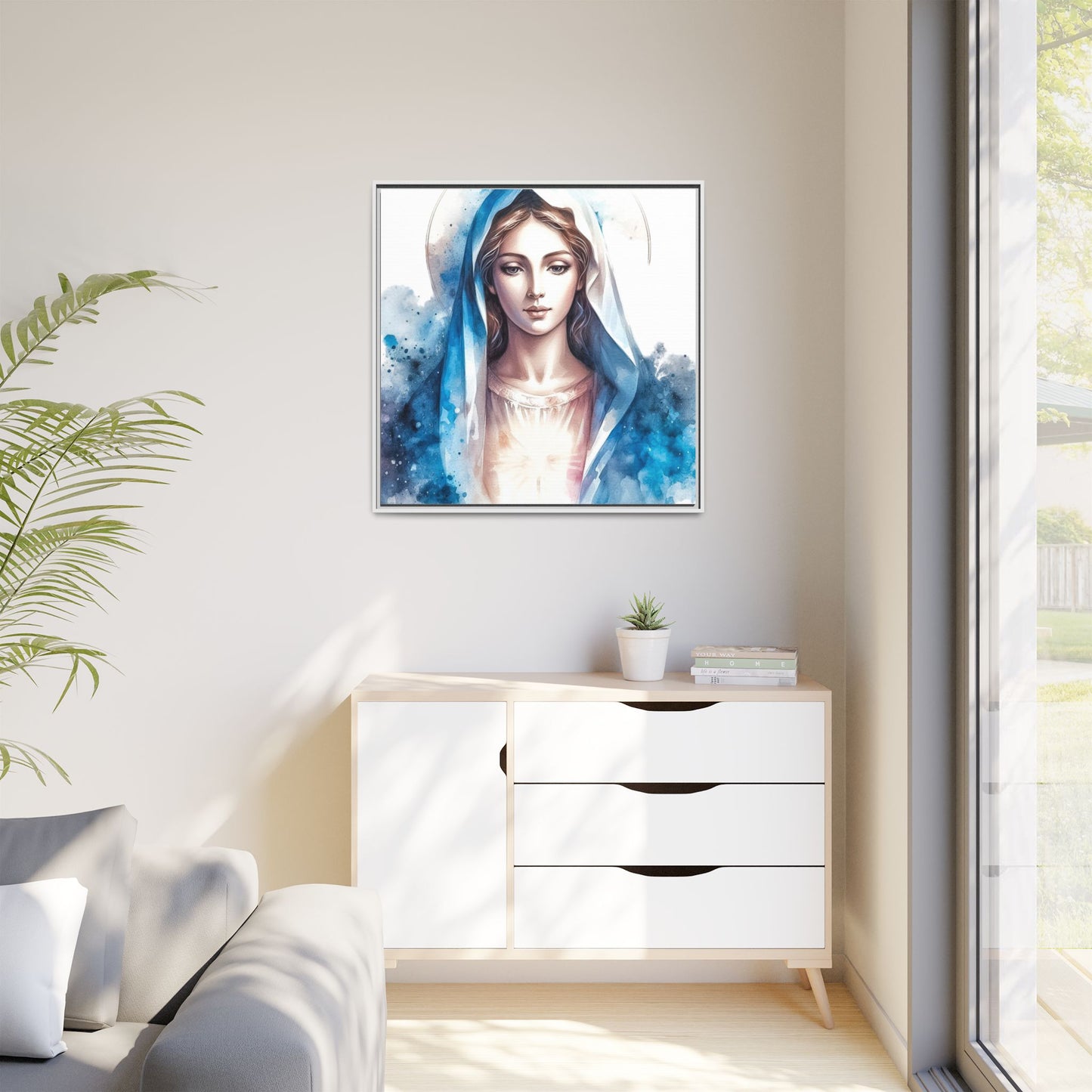 Framed Canvas Art Print, Spiritual Decor, Religious Artwork, Wall Decor, Gift for Faith, Elegant Home Decoration