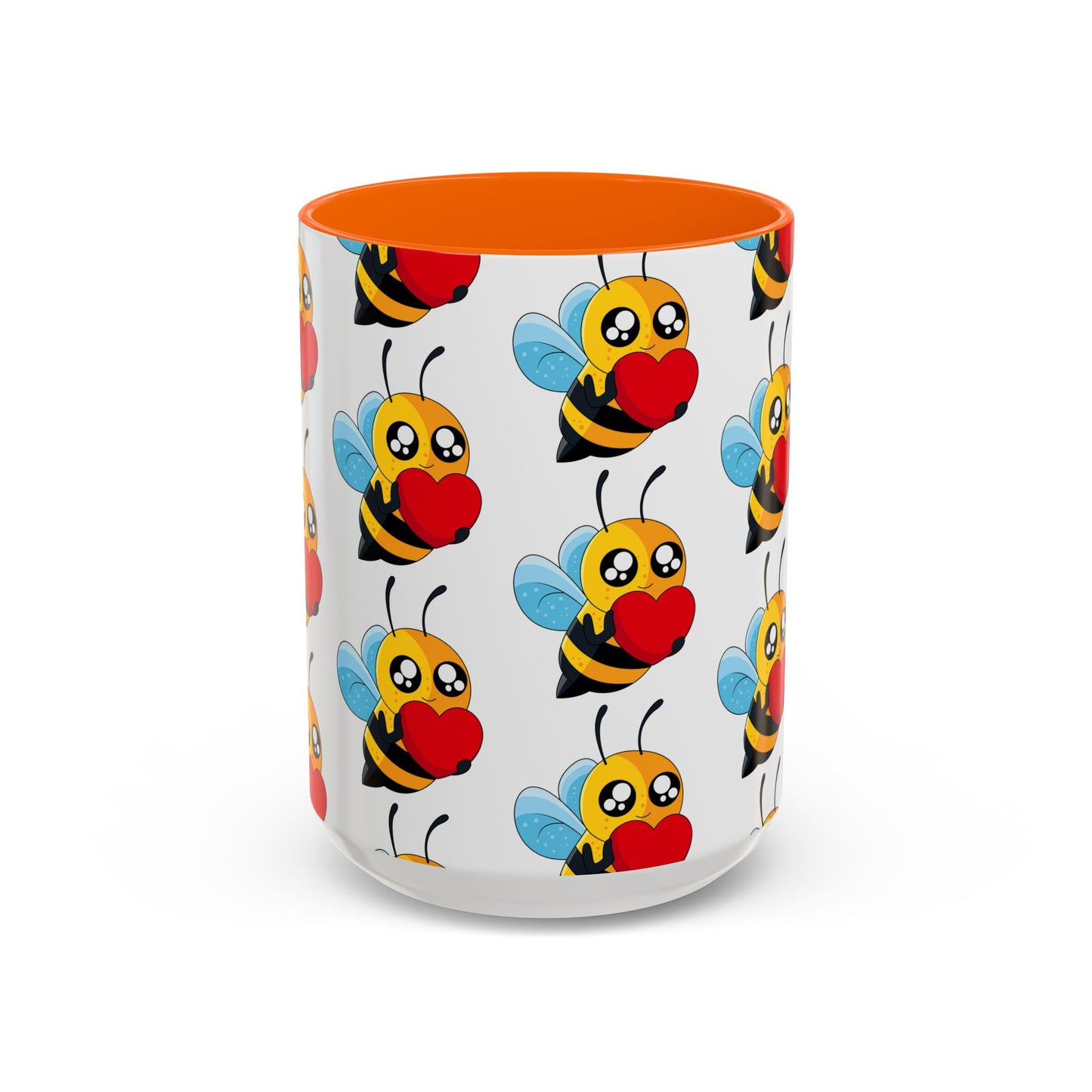 Cute Bee Love Accent Coffee Mug, Cute Floral Mug, Cheerful Bee Design