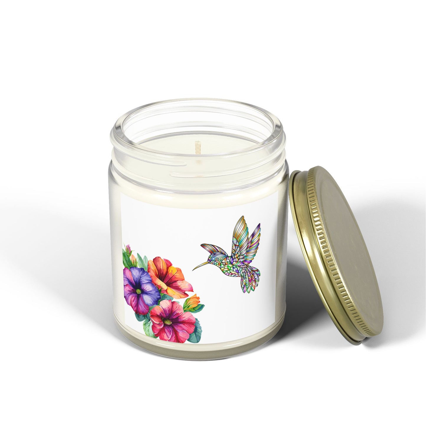 Scented Candles - Tropical Essence, Floral & Hummingbird Design, Relaxation Gift, Home Decor, Aromatherapy