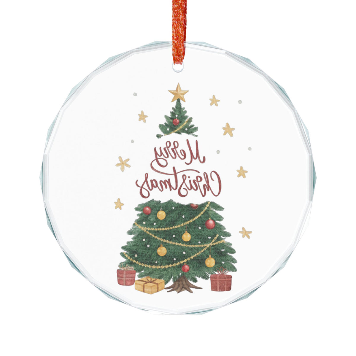 Crystal Heart Ornament — Merry Christmas Tree Glass Holiday Decoration