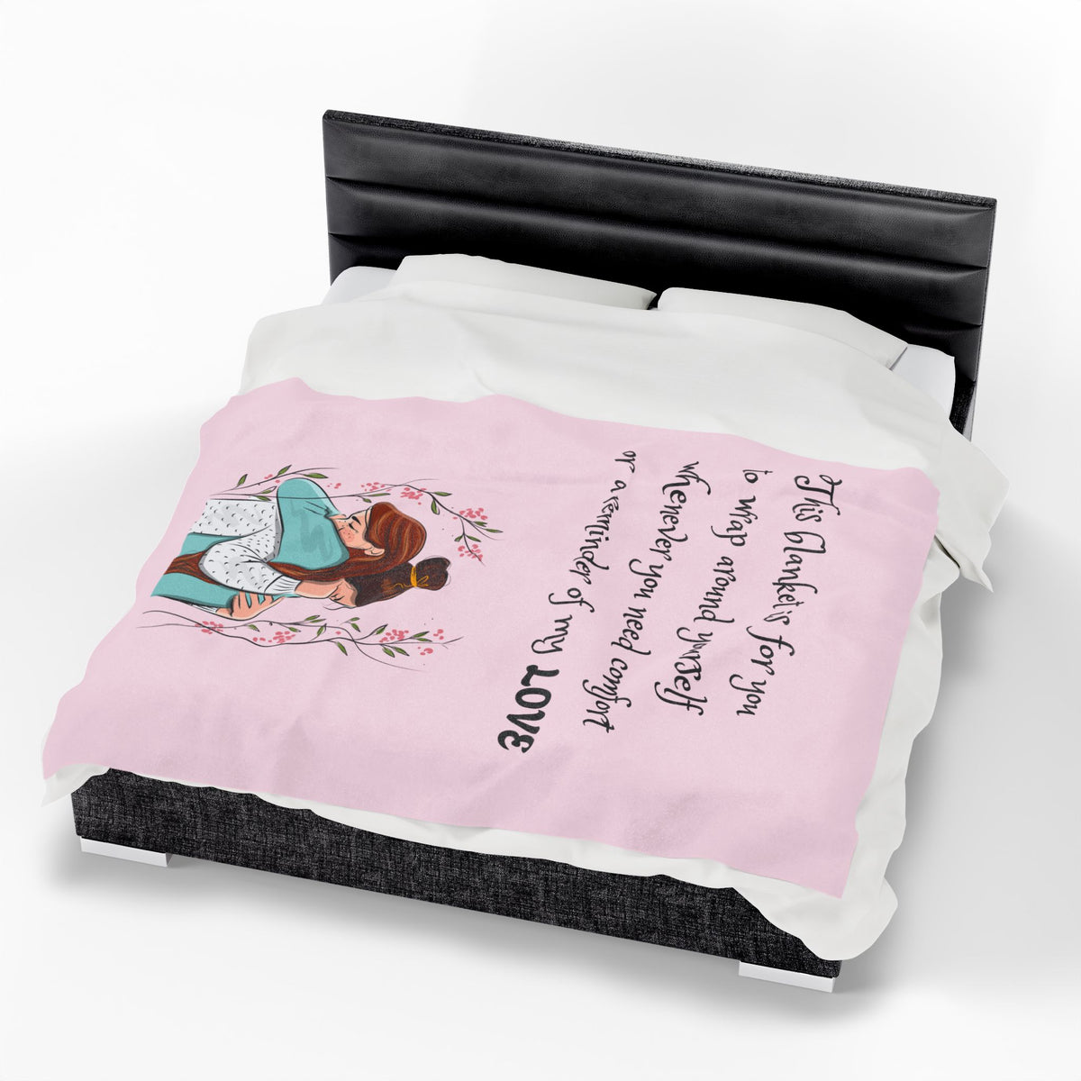 Velveteen Plush Blanket – "This blanket is for you to wrap around yourself" Comfort Throw (Hug Illustration)