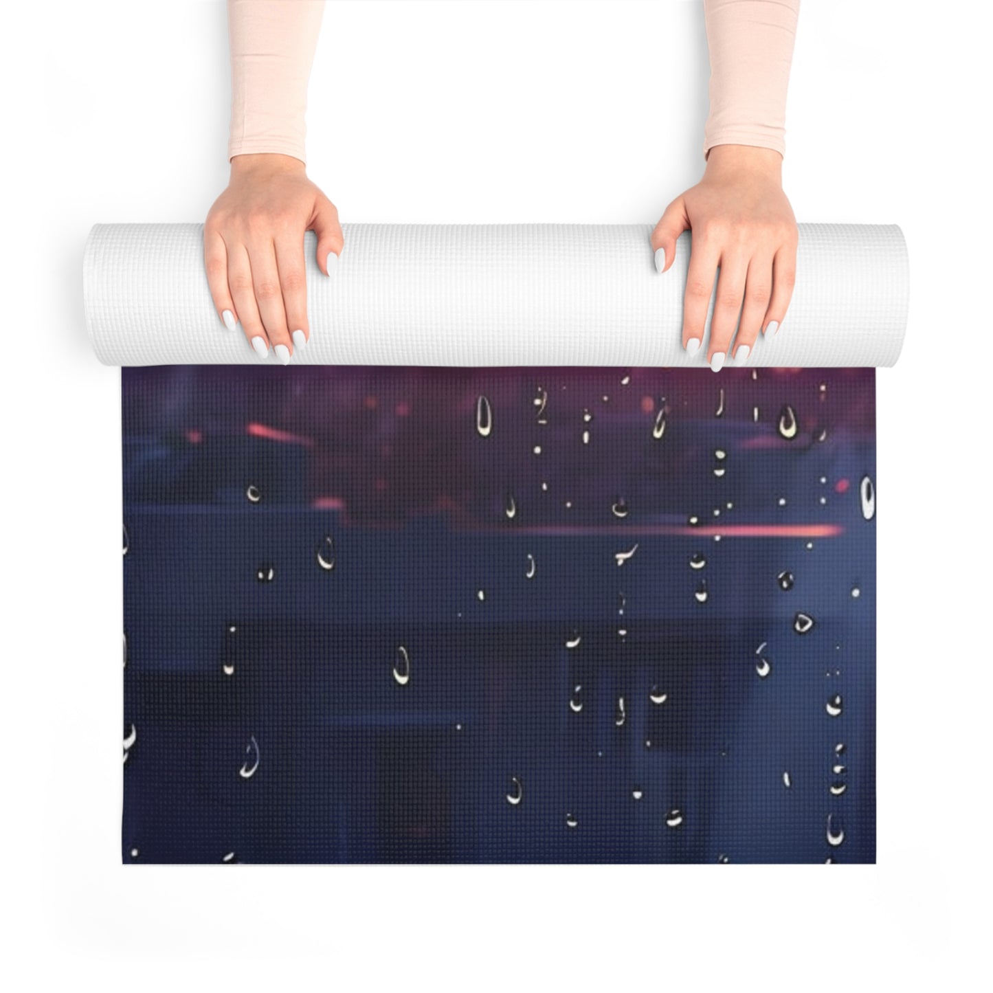 Sunset Rain Foam Yoga Mat — Cityscape Twilight Meditation Mat