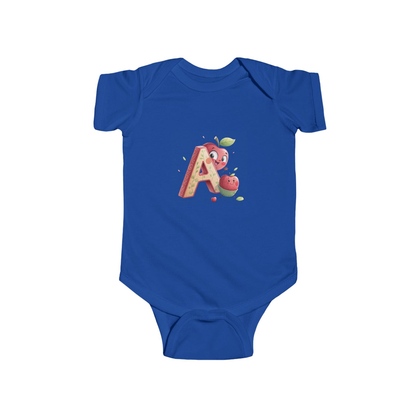 Cute Apple Design Infant Bodysuit Letter A
