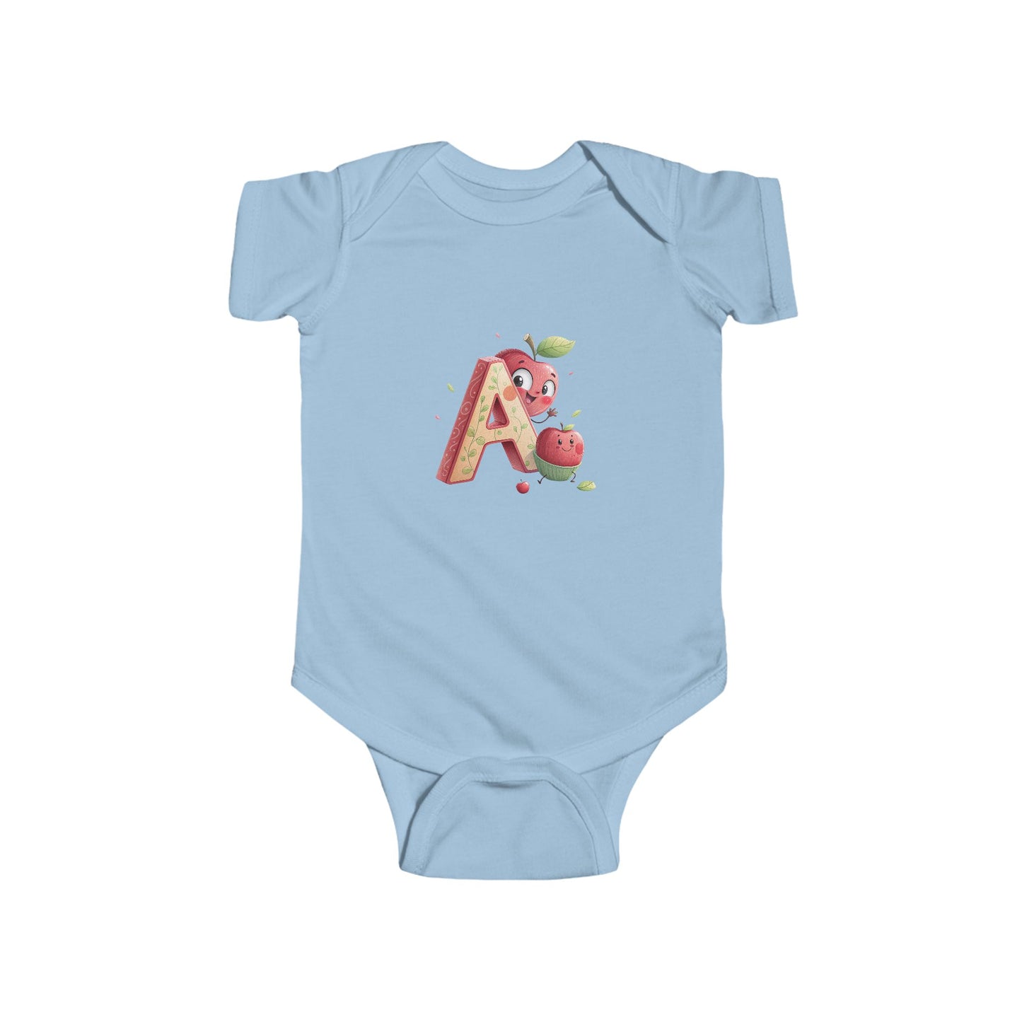 Cute Apple Design Infant Bodysuit Letter A
