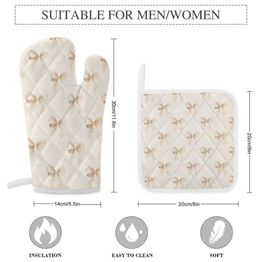 Oven Mitts & Pot Holder Set of 3 Ribbons