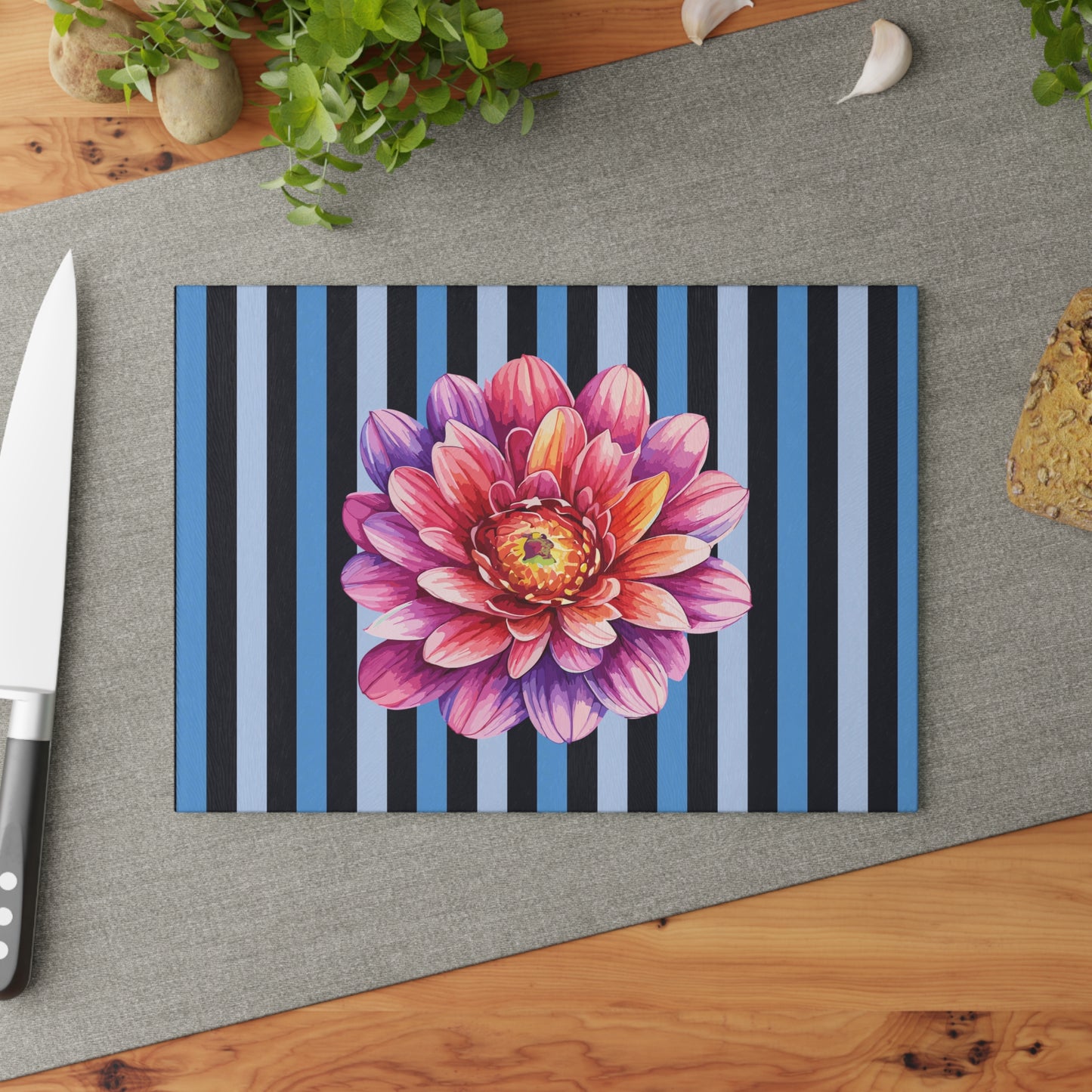 Vibrant Floral Glass Cutting Board, Kitchen Decor, Cooking Gift, Home & Garden, Unique Housewarming Gift