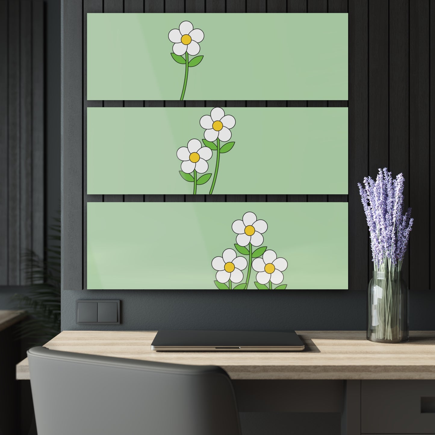 Trendy Floral Acrylic Triptych Prints, Wall Art Decor, Modern Home Decor, Nature Prints, Gift for Her, Mother's Day Decoration