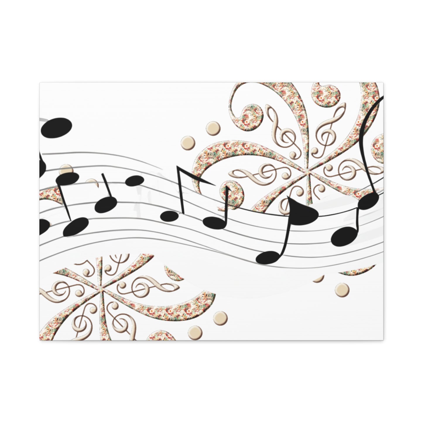 Musical Note Canvas Art, Floral Decor for Home, Music Lover Gift, Wall Art for Musicians, Unique Gift Idea