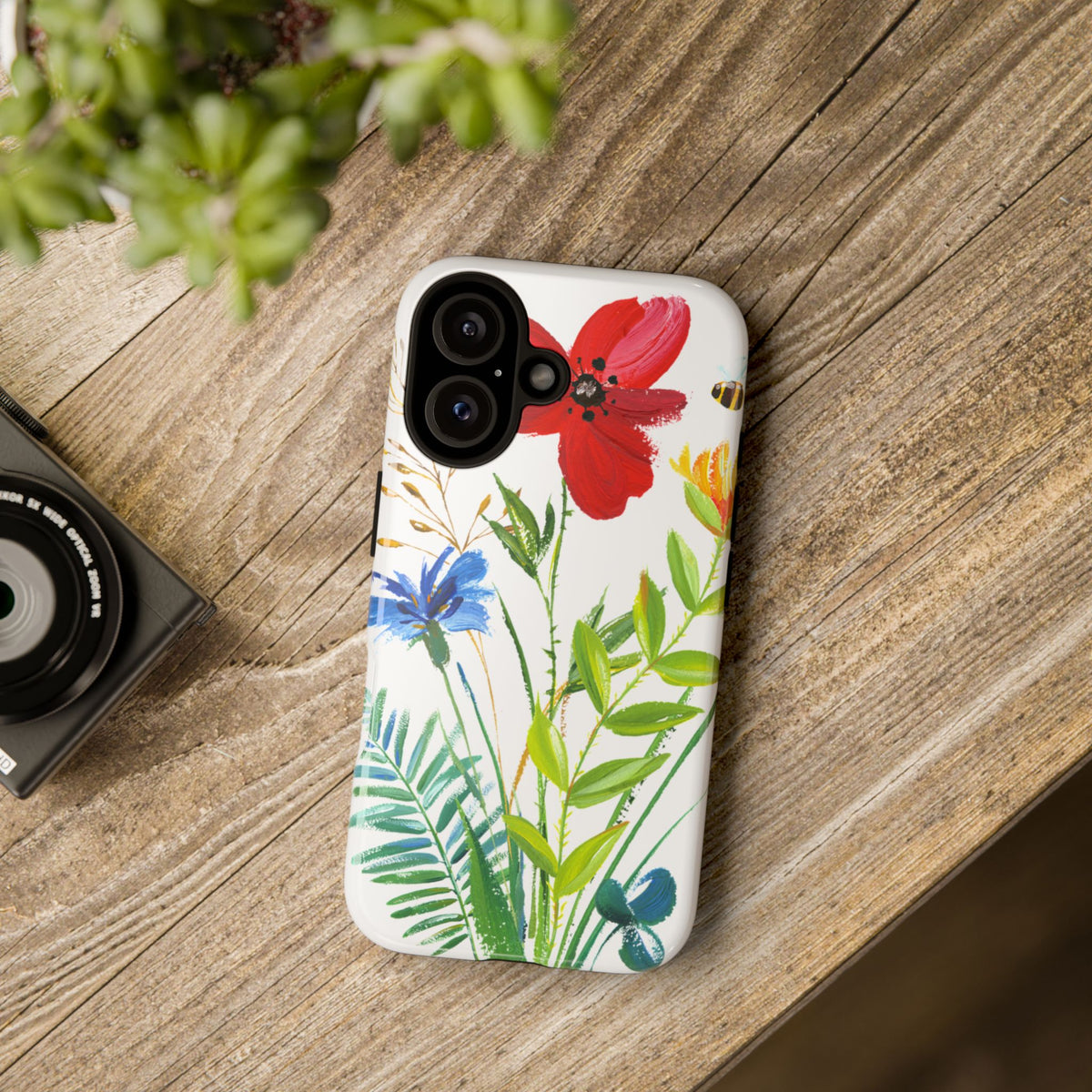 Floral Watercolor Tough Phone Case — Wildflower Bouquet Protective Cover