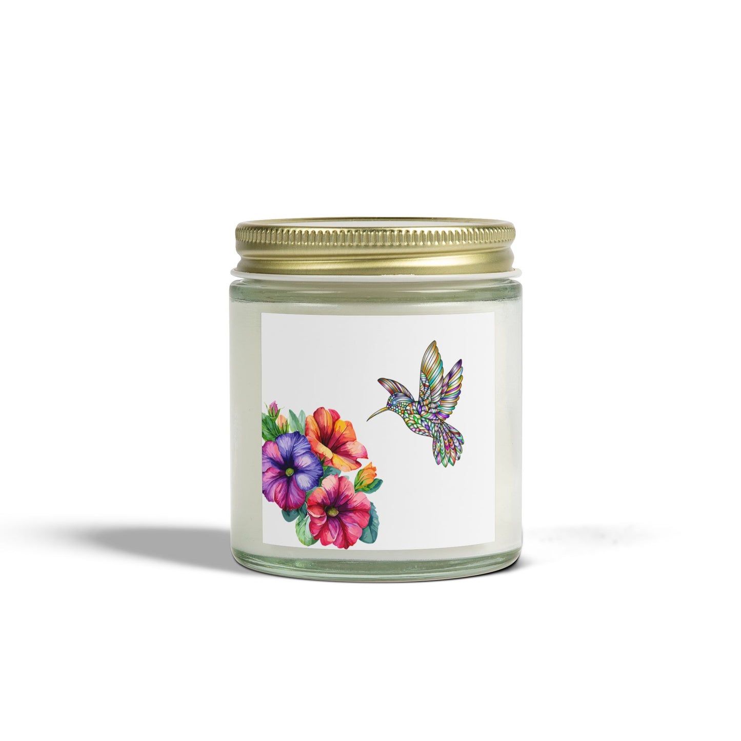 Scented Candles - Tropical Essence, Floral & Hummingbird Design, Relaxation Gift, Home Decor, Aromatherapy