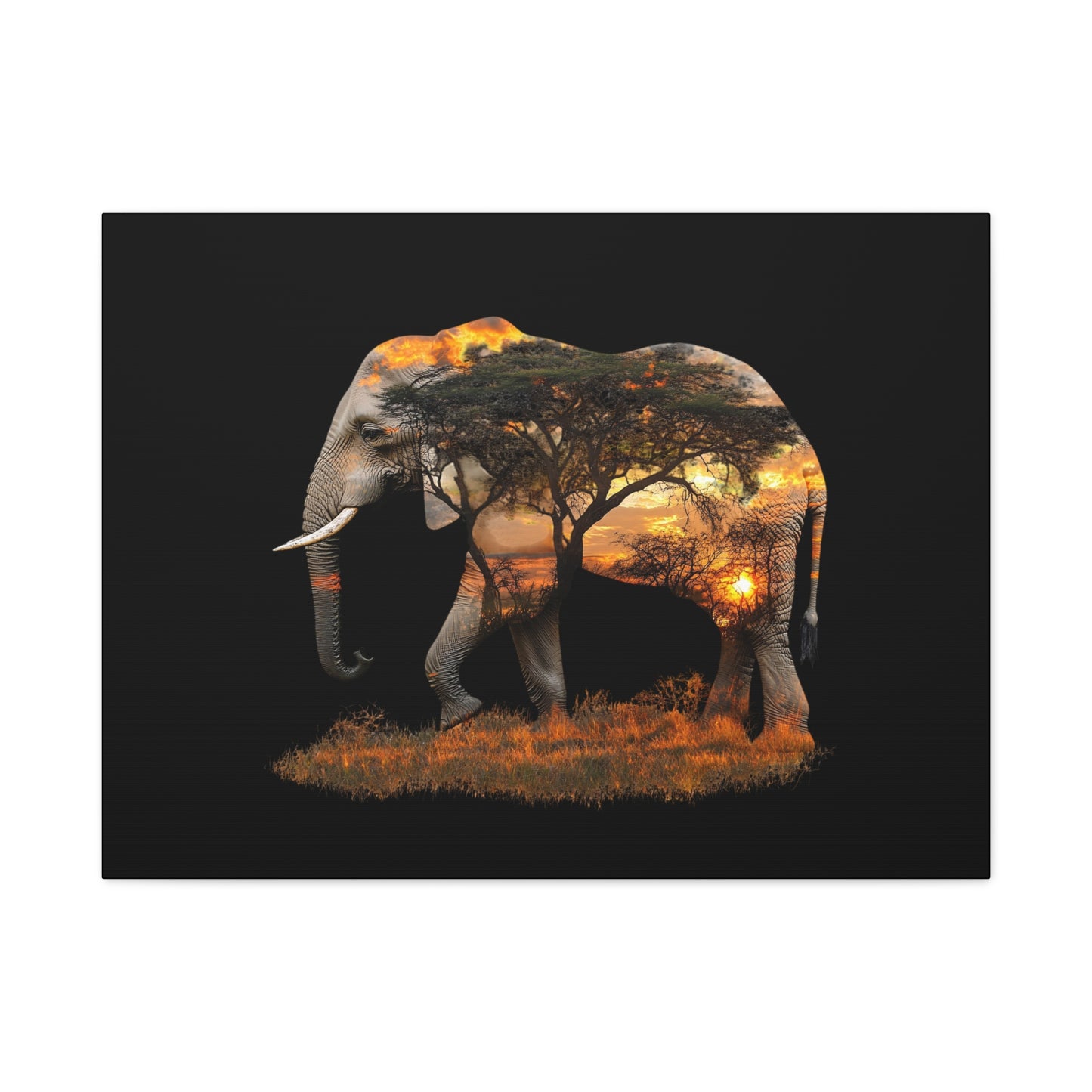 Elephant Tree Matte Canvas Art, Nature Wall Decor, Wildlife Home Decoration, Gift for Animal Lovers, Boho Living Room Accent