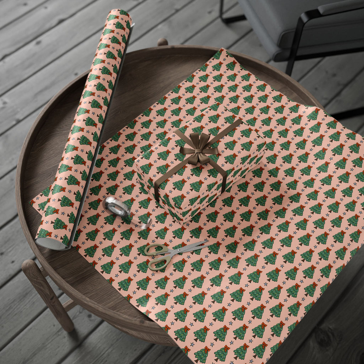 Christmas Tree Pattern Wrapping Paper Roll — Festive Gift Wrap for Holidays & Parties