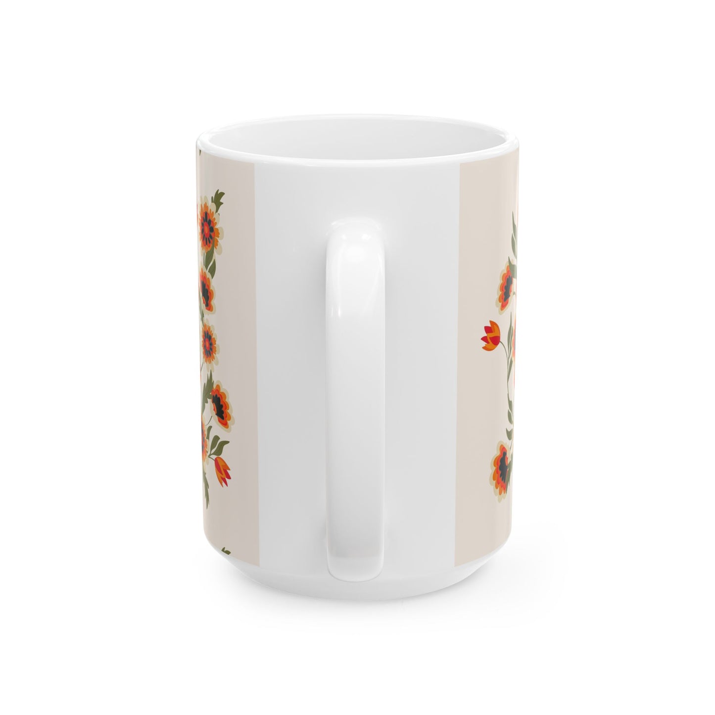 Floral Patterned Ceramic Mug - Cozy Gift for Garden Lovers, Coffee Lovers, Home Decor, Mother's Day, Birthdays