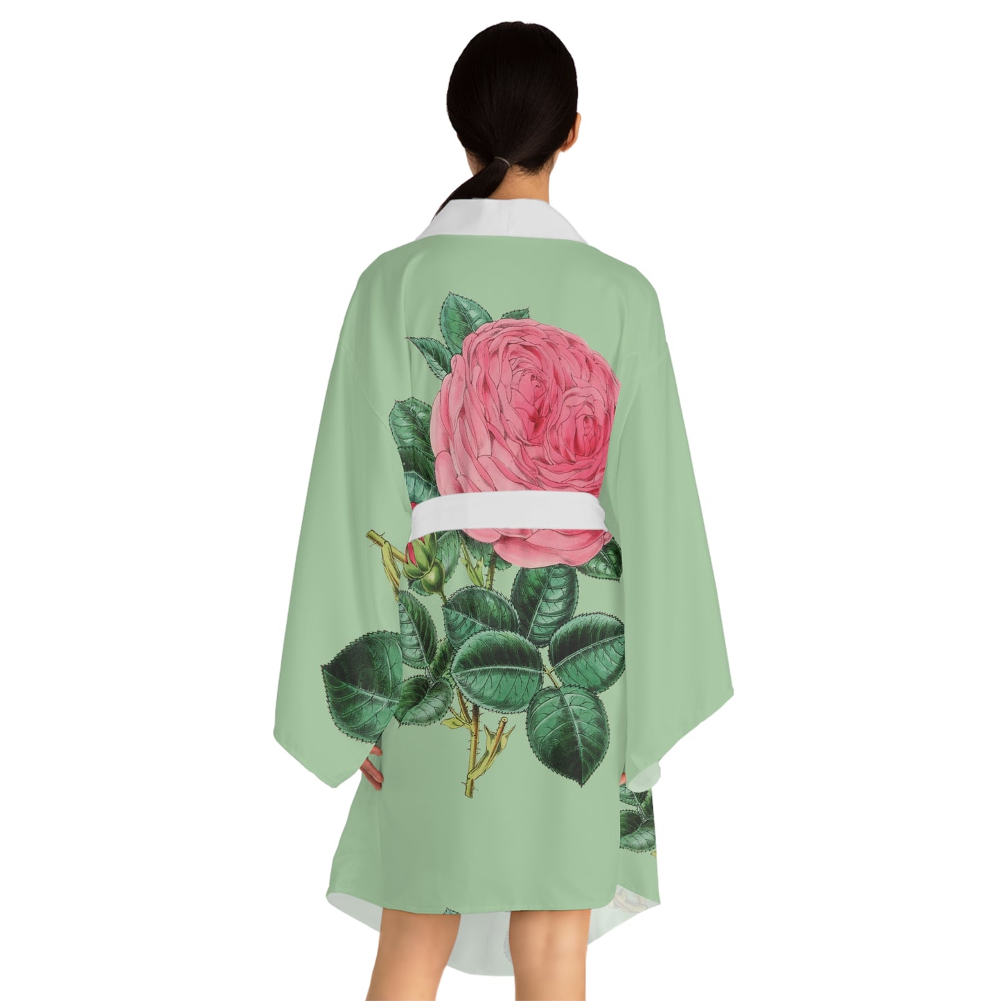 Floral Long Sleeve Kimono Robe, Botanical Loungewear, Gift for Her, Relaxation Attire, Summer Evening Wear, Wedding Guest Robe