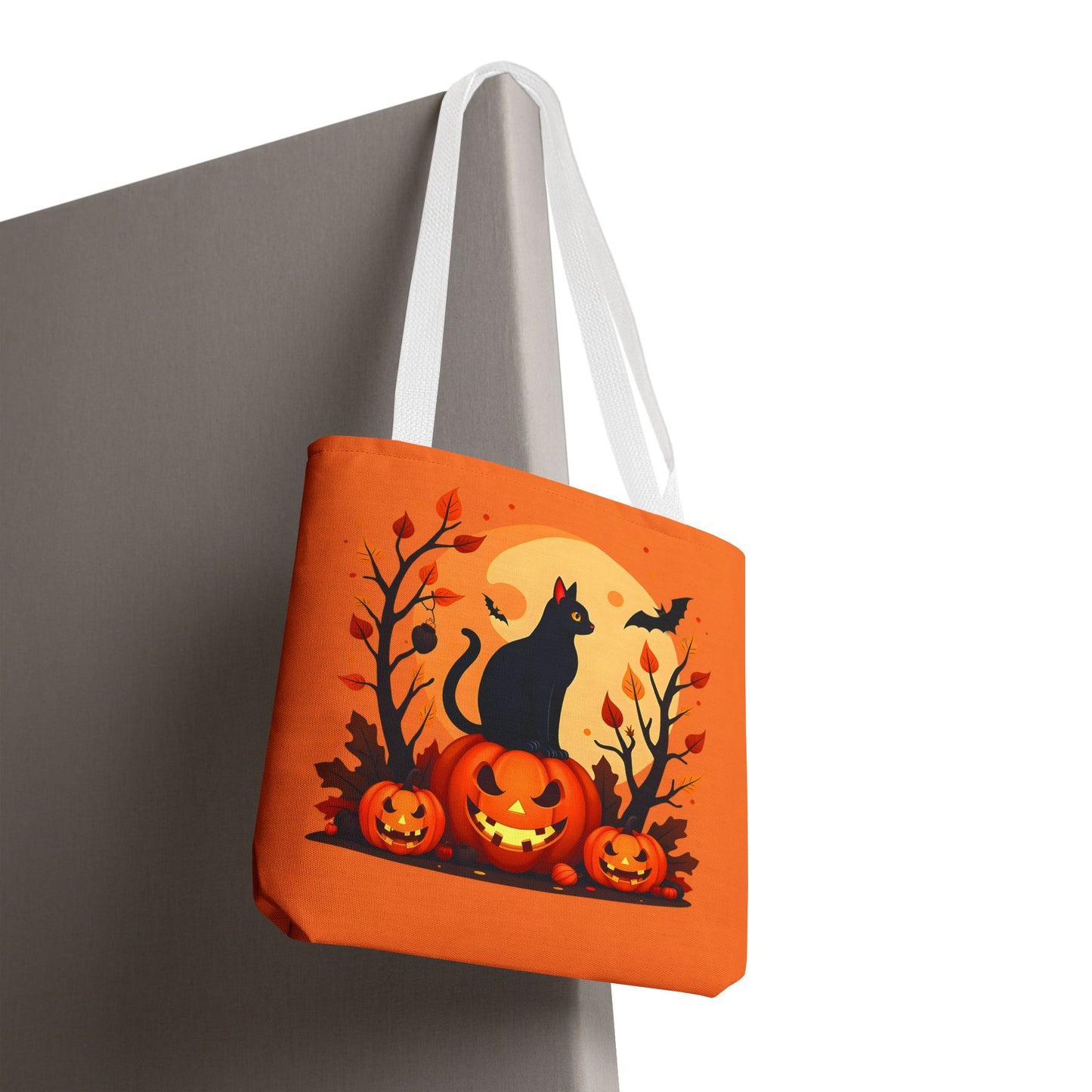 Halloween Cat Tote Bag | Spooky Halloween Accessory, Trick or Treat, Gift for Cat Lovers, Fall Fashion Must-Have, Pumpkin Decor