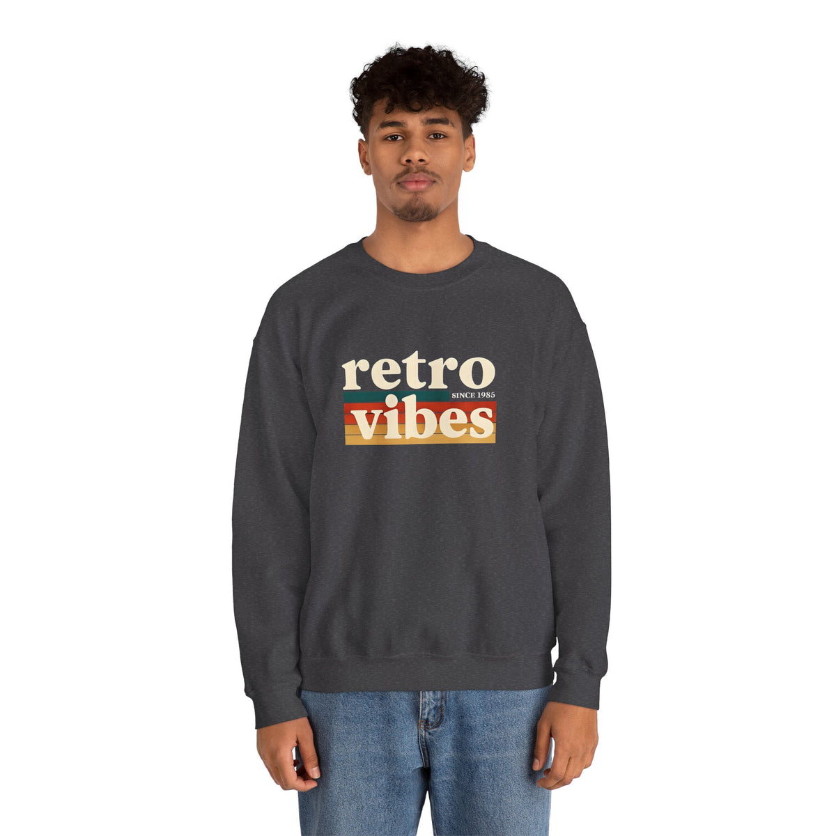 Retro Vibes Crewneck Sweatshirt, Unisex Vintage Style, Cozy Fall Fashion, Gift for Music Lovers, Chill Weekend Wear