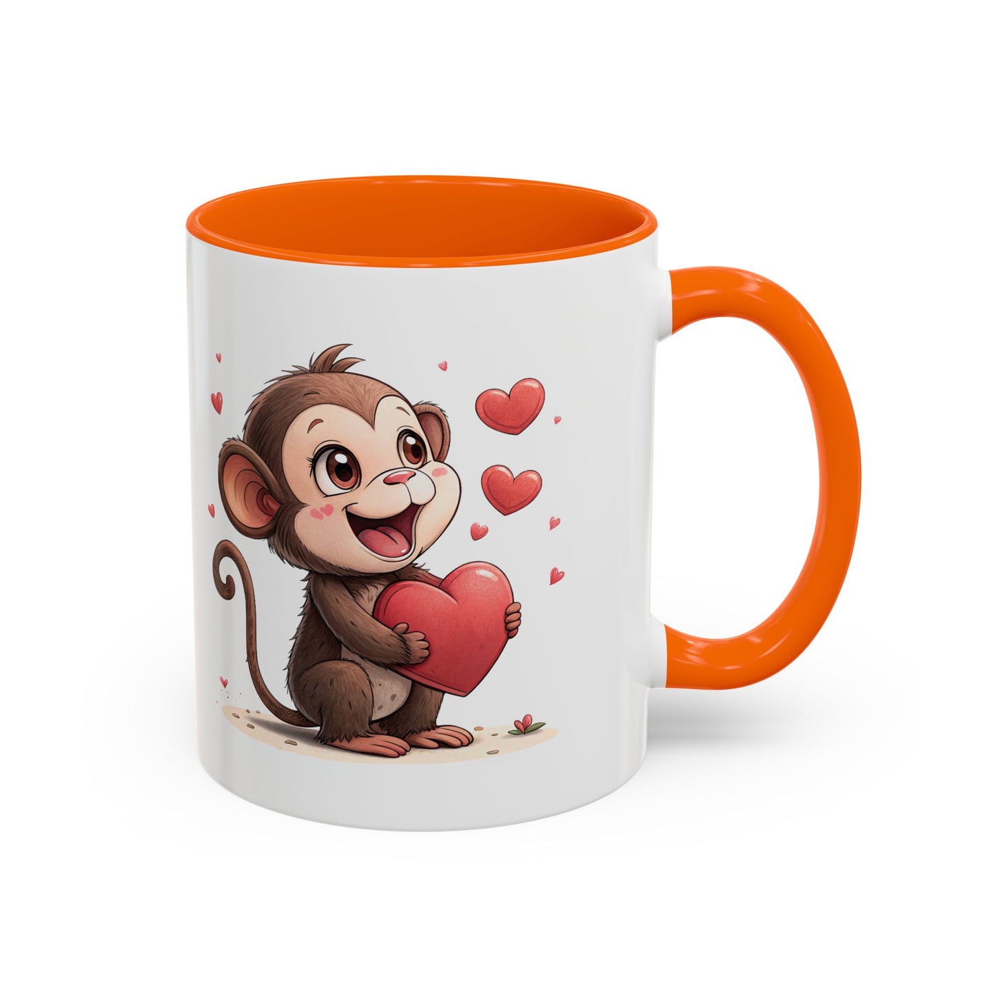 Cute Monkey Love Coffee Mug, Valentine's Gift, Animal Lover's Mug, Heartfelt Coffee Cup, Fun Kitchen Decor