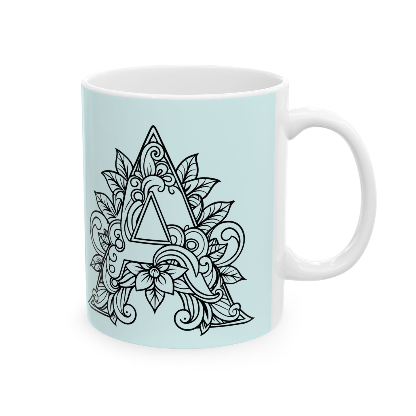 Mandala Design Ceramic Mug - Letter A Calming Tea & Coffee Cup, Gift for Her, Home Decor, Zen Vibes, Meditation