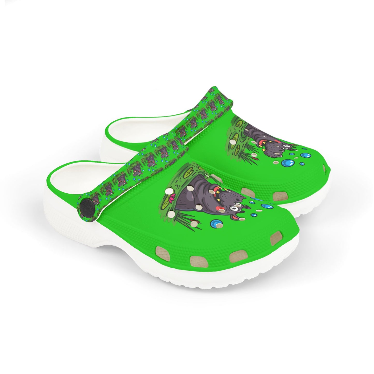 Hippo-Themed Kid's EVA Foam Clogs - Fun Waterproof Slip-Ons for Playtime, Summer, Gifts, Birthdays, Beach