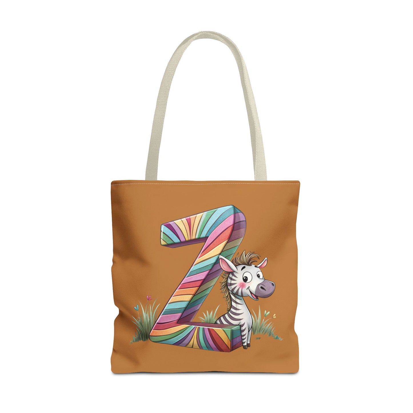 Colorful Zebra Initial Tote Bag, Kids' Backpack, Fun Reusable Shopping Bag, Cute Gift for Animal Lovers, Eco-Friendly, Alphabet Design