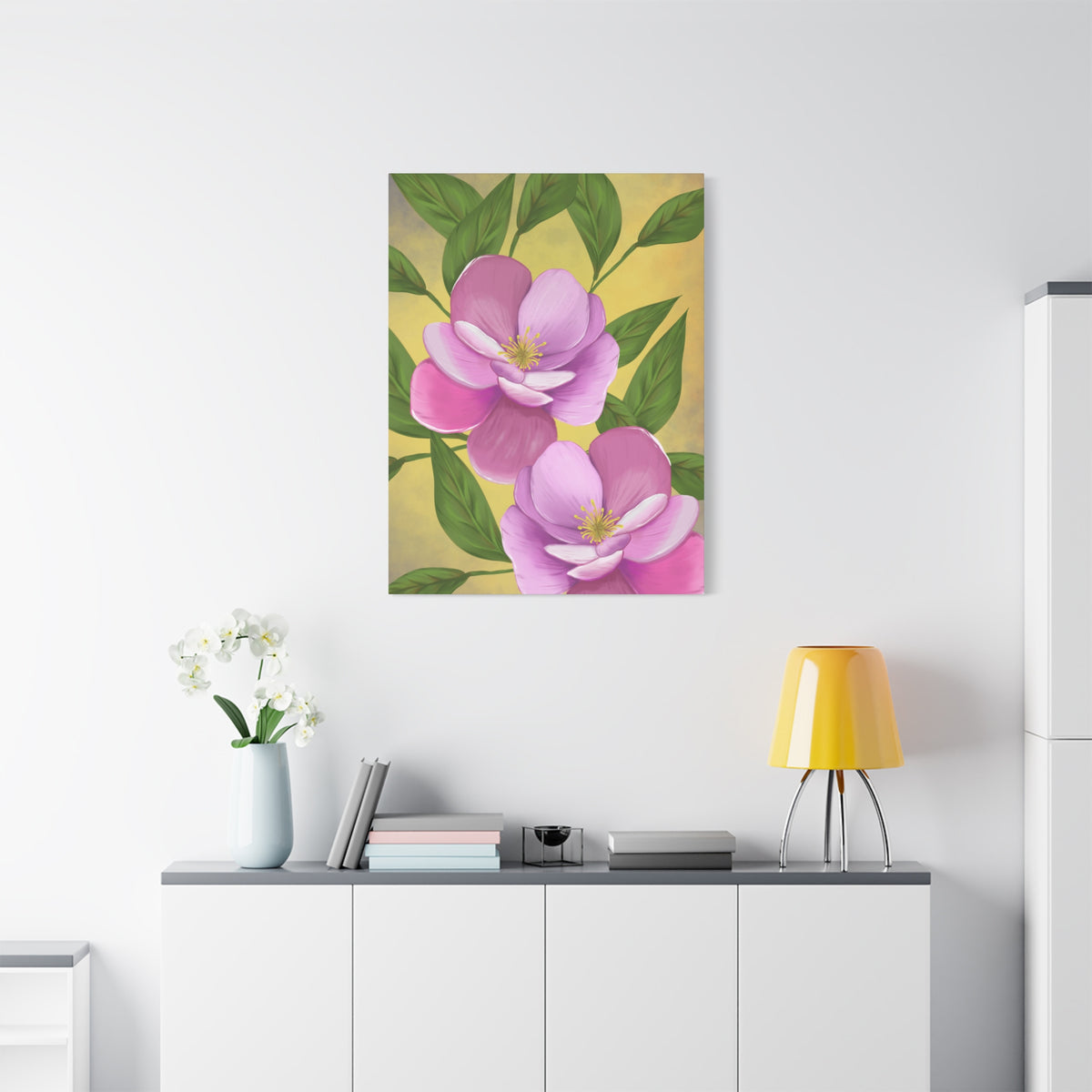 Matte Canvas, Stretched, 1.25" Tulips Pink and Purple Flowers