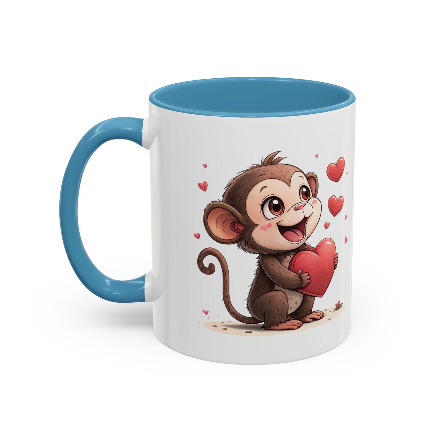 Cute Monkey Love Coffee Mug, Valentine's Gift, Animal Lover's Mug, Heartfelt Coffee Cup, Fun Kitchen Decor