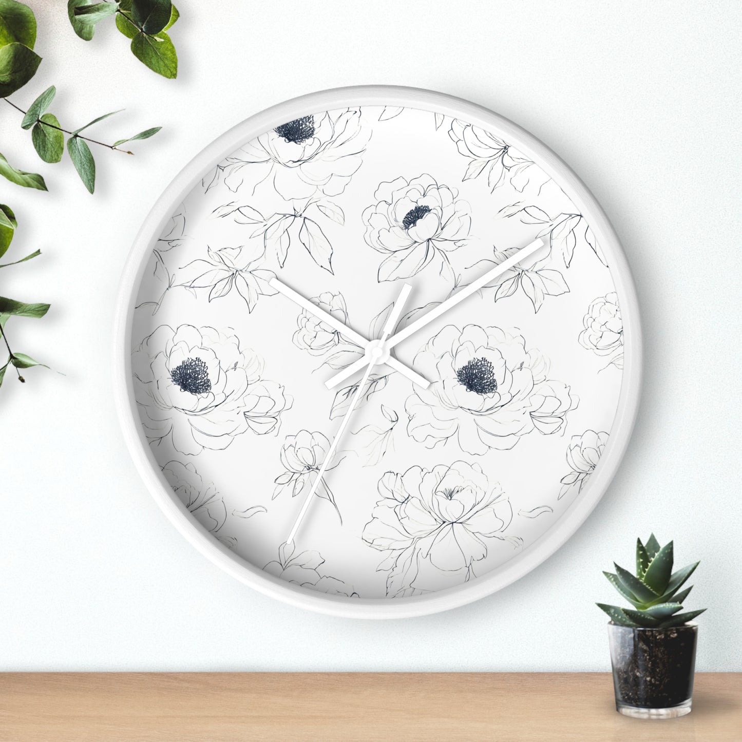 Elegant Floral Wall Clock, Modern Home Decor, Gift for Her, Kitchen Wall Art