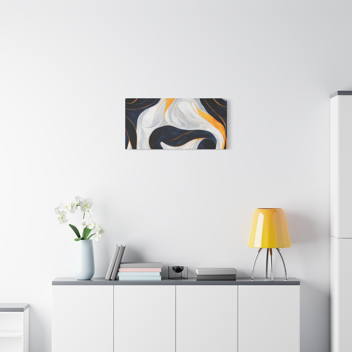 Abstract Navy & Gold Swirl Matte Canvas Wall Art