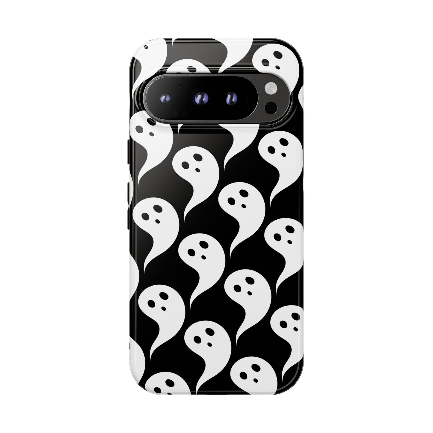 Ghost Pattern Phone Case, Cute Ghost Cell Phone Cover, Halloween Accessory, Spooky Gift, Black and White Phone Case