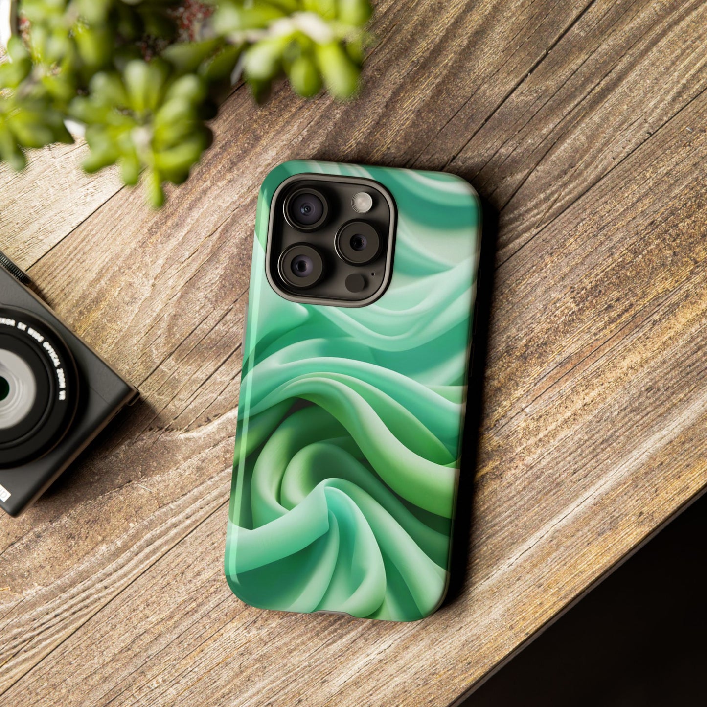 Stylish Phone Case, Tough Case, Green Abstract Design, Cell Phone Cover, Unique Gift, Trendy Accessory