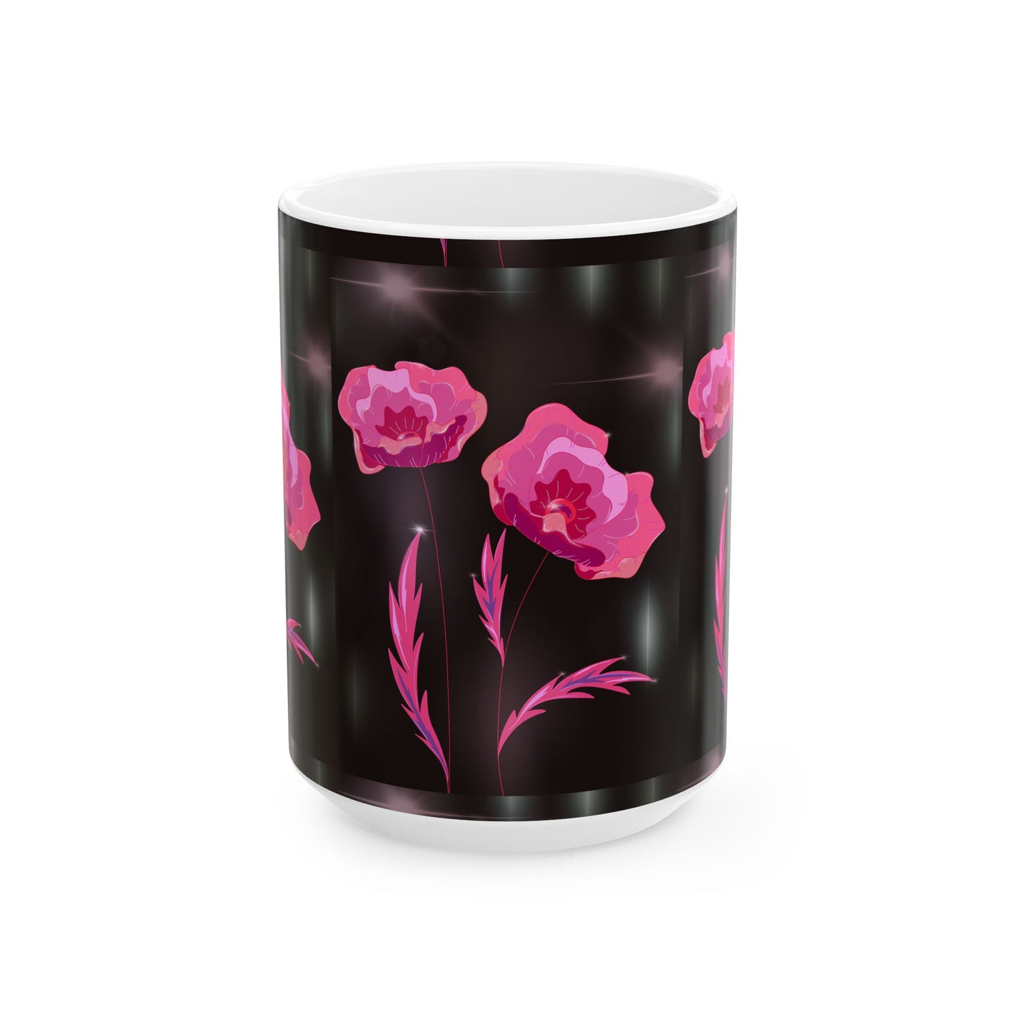 Floral Ceramic Mug with Pink Poppies, Coffee Mug, Gift for Her, Nature Lover's Cup, Home Decor, Tea Lover's Present