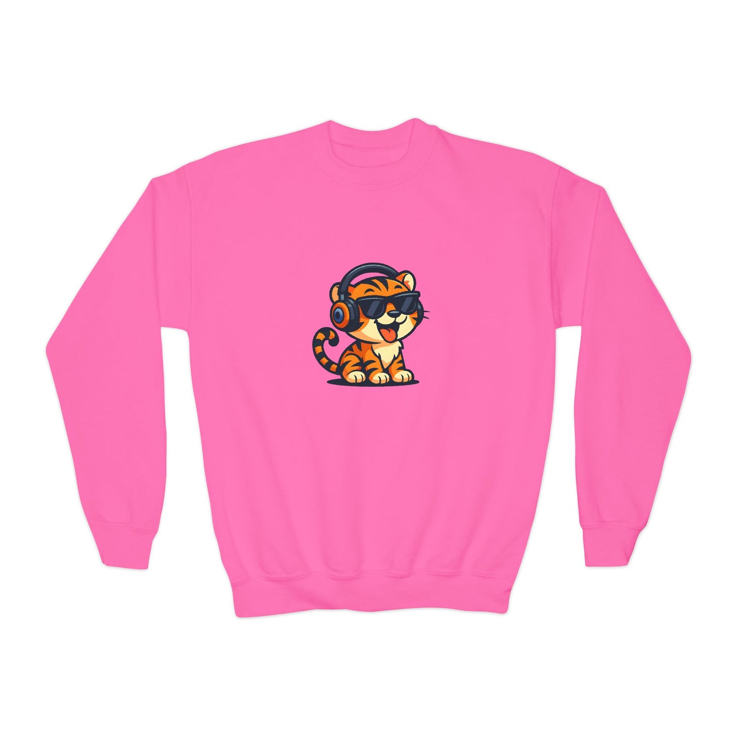Cool Tiger Youth Crewneck Sweatshirt, Cute Animal Apparel, Teen Style, Gift for Kids, Casual Wear