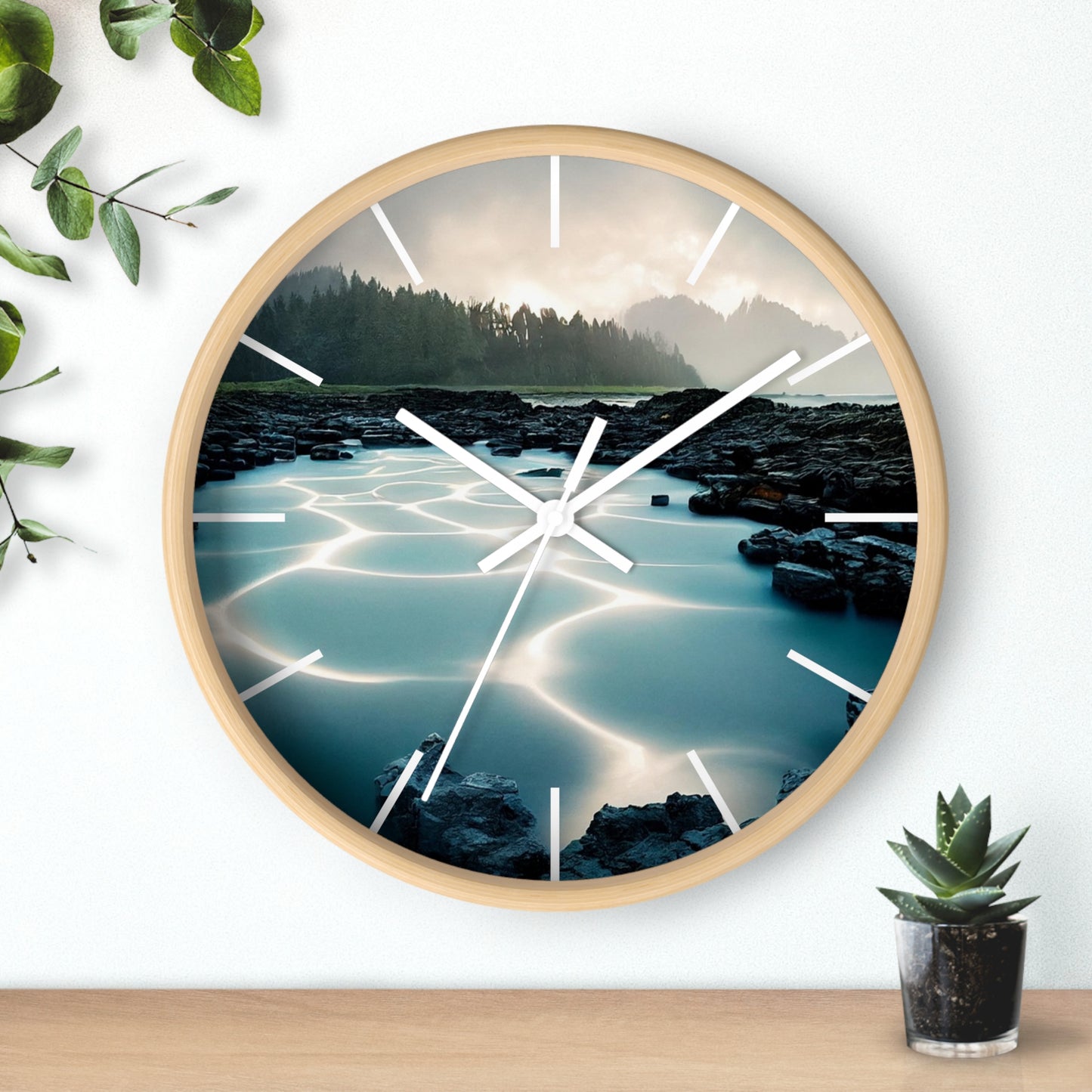 Serene Nature Wall Clock - Tranquil Home Decor for Nature Lovers, Modern Timepiece for Gifts, Office, Living Room, Quartz Clock