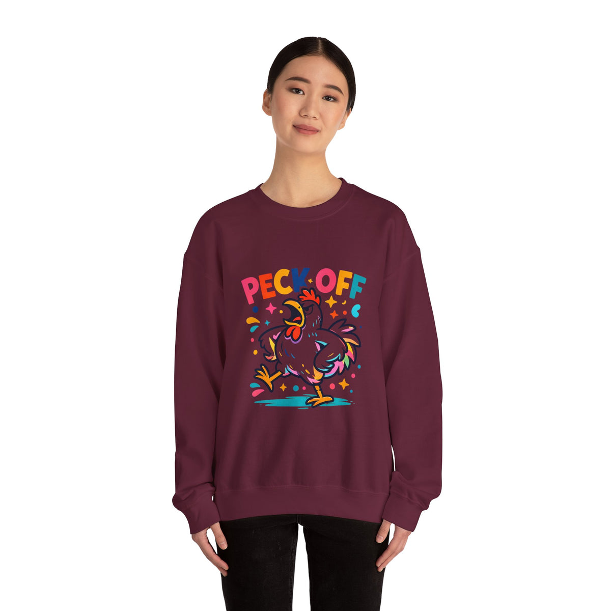 Peck Off Crewneck Sweatshirt – Funny Chicken Graphic Pullover
