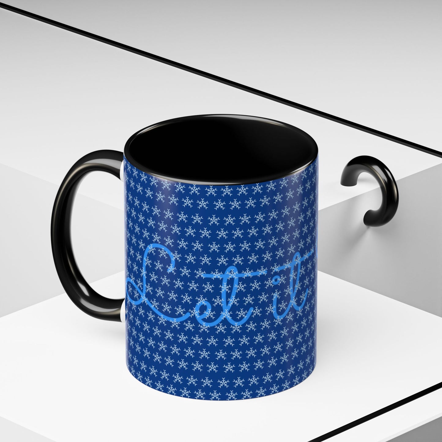 Snowy Night Accent Coffee Mug - Cozy Winter Drinkware, Seasonal Gifts, Holiday Décor, Comfortable Sipping, Blue Design