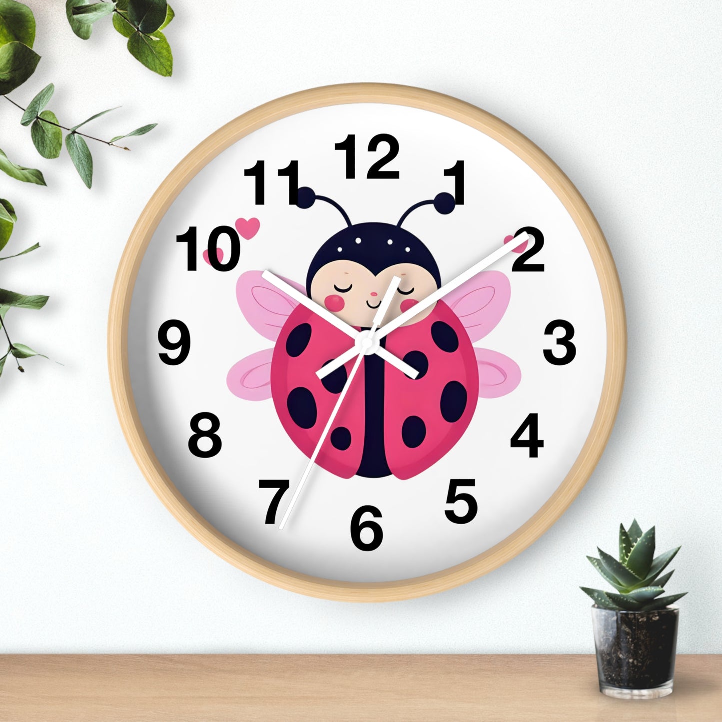 Cute Ladybug Wall Clock, Children's Room Decor, Playroom Wall Art, Birthday Gift, Nursery Timepiece