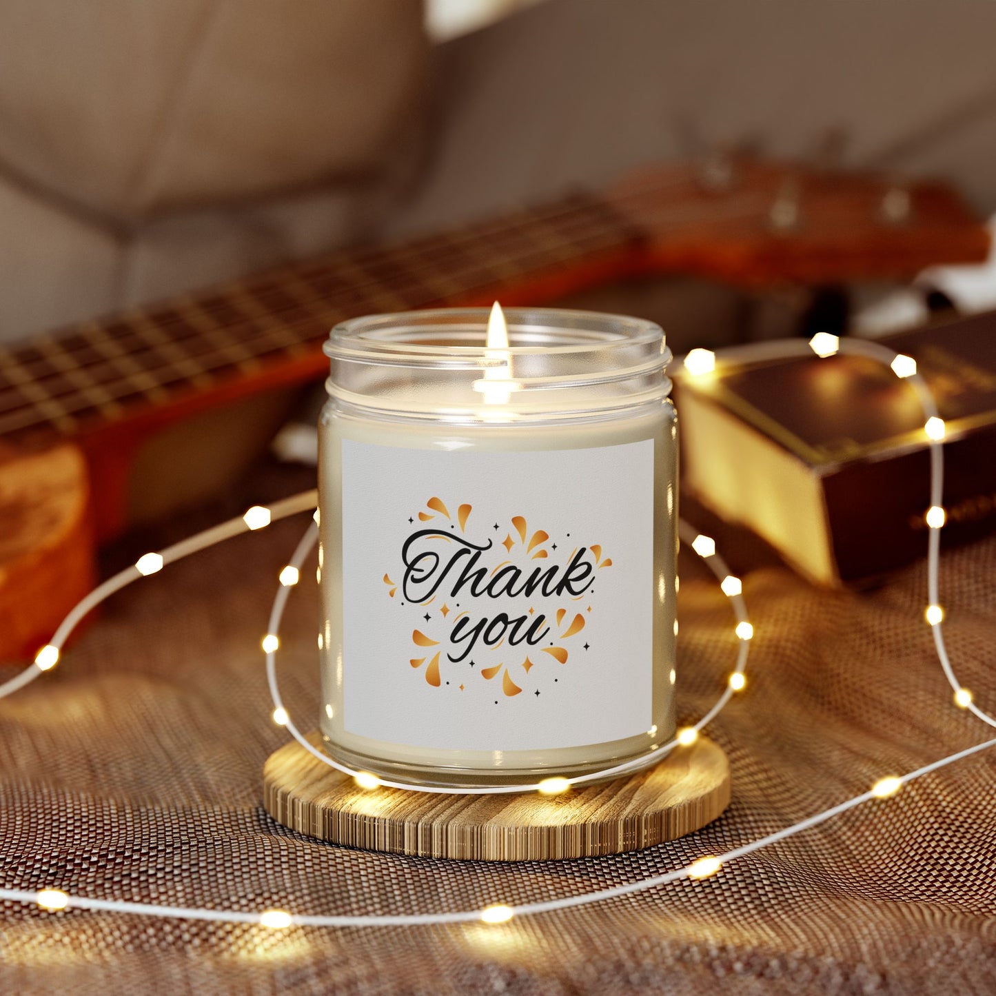 Thank You Scented Candle - Coconut Apricot Wax Gift, Birthday Present, Relaxation, Home Decor, Aromatherapy