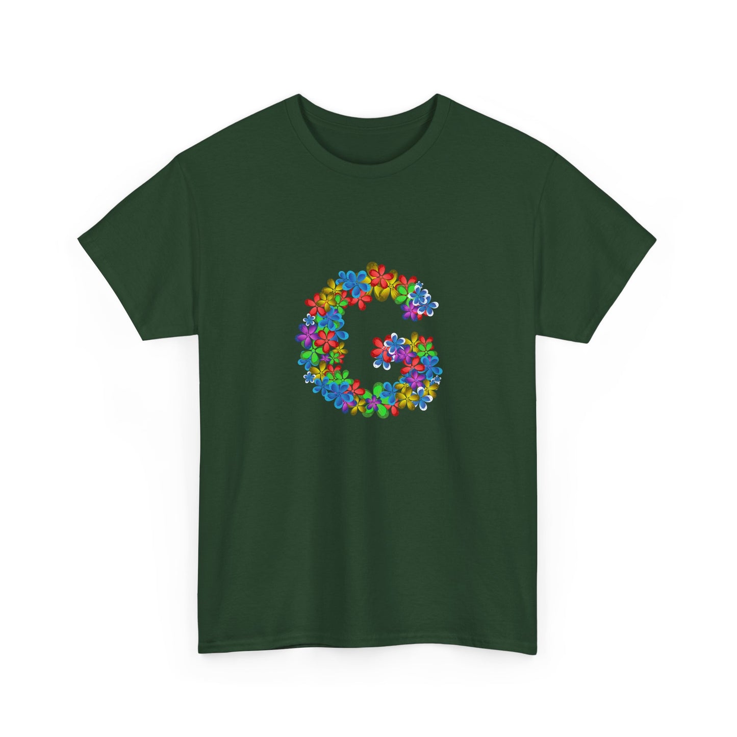 Floral Initial Unisex Tee - Personalized Gift, Casual Summer Wear, Birthday Present, Eco-Friendly Tee, Customizable Clothing